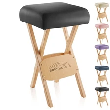 Portable Wood Folding Massage Stool with Carrying Case