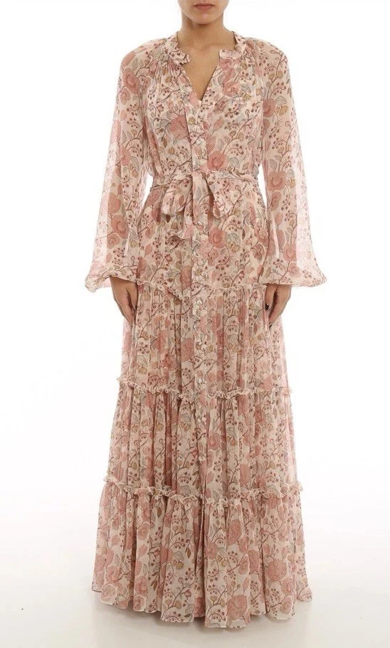 Alessia Zamattio Favignana long shirt dress floral maxi dress size 38 US6 Silk