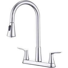 Homelody 2 Handles Kitchen Faucet Pull Down Sprayer For 3 Hole Sink 8 Inch 360