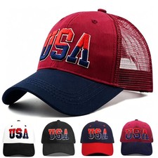 LELVK 4th of July Accessories USA Hats for Women Men, Embroidered Cotton Amer...