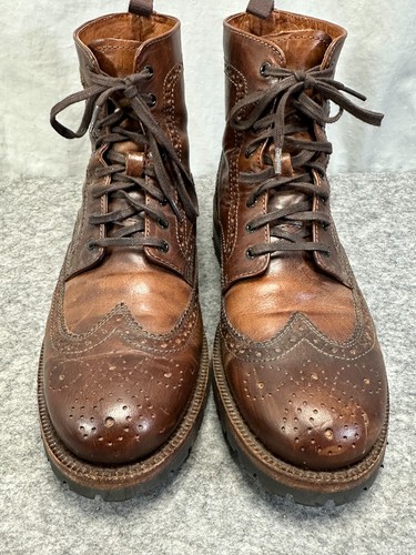 Frye George Lugged Brogue Lace Up Boot Cognac / Brown Mens 9.5 EUC - Picture 3 of 13