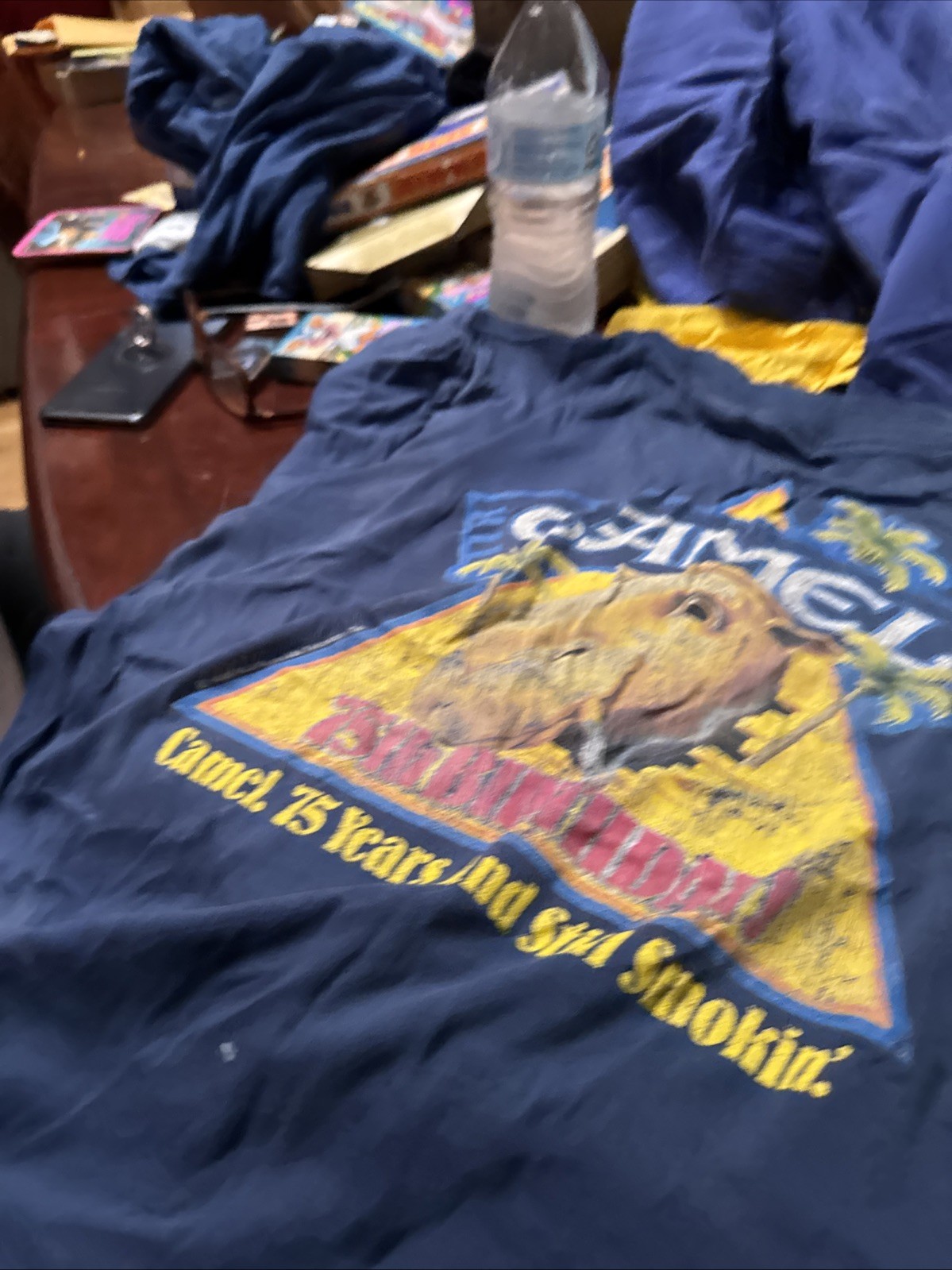Joe Camel Men's T-Shirt Blue Vintage 75th Birthday Edition, Size Large