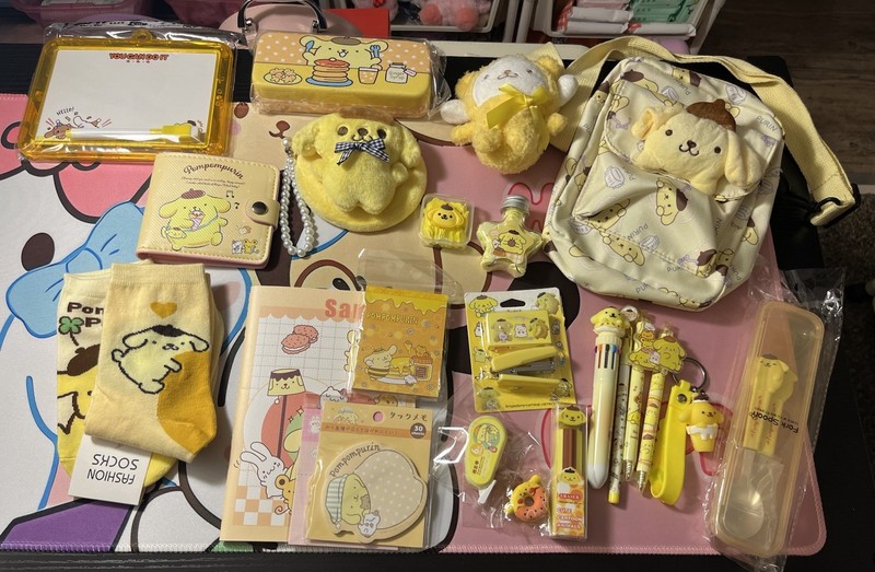 Sanrio Pompompurin Bag Lot Yellow/Cream Mini Tote Backpack & Accessories