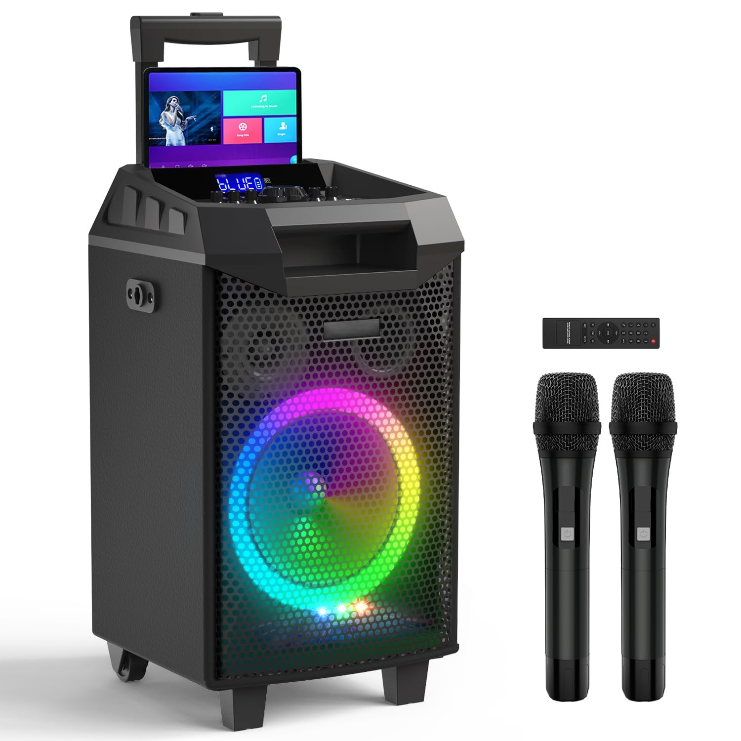 Karaoke Machine, Bluetooth Speaker PA System for Adults & Kids with 2 Wireles...
