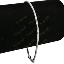 Genuine 925 Sterling Silver 7 inch Italian 2mm Round Snake Chain Bracelet/Anklet