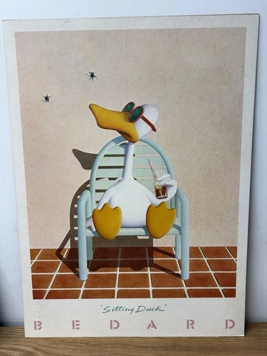 Michael Bedard 80s Sitting Duck Art VTG Print Mounted On Poster Board 22x30"
