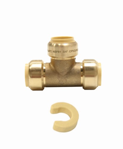 1 PCS 3/4 Inch Tee PushFit Fitting With Disconnect Clip LF Brass Plumbing