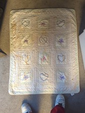 VTG Bright Future baby quilt heart butterfly VTG condition needs TLC