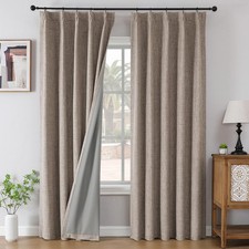 Pinch Pleated Curtains - 100 Blackout for Bedroom, Linen Curtains 40" W x 84...