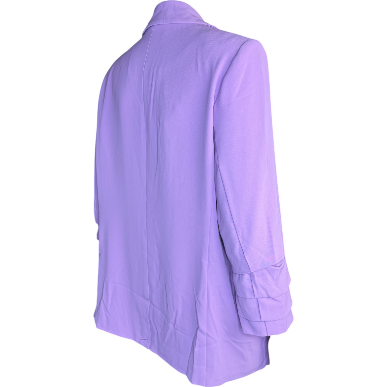 nicole by Nicole Miller Stretch Crepe Blazer with Ruched Sleeves Liliac Small