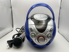 GPX J108BL Karaoke Machine CD CDG Player Portable Blue Silver Tested With Mic