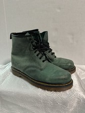 DR. MARTENS FOREST GREEN LEATHER BOOTS 8UK MADE IN ENGLAND RARE VINTAGE UNISEX