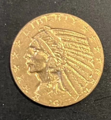 1912 GOLD USA $5 DOLLAR INDIAN HEAD HALF EAGLE PHILADELPHIA MINT