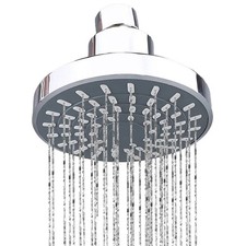 4inch Fixed Shower Head Round Chrome Adjustable 5-Setting Rainfall Mode Overhead