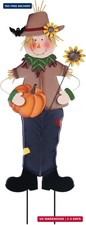 YEAHOME Fall Decorations Outdoor, Metal Boy Scarecrow Garden Stakes with Pumpkin