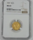 1927 GOLD Indian Head $2.50 Quarter Eagle CERTIFIED NGC MS 63