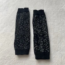 y2k Scene Black & Silver Cheetah Print Arm Warmers / Fingerless Gloves