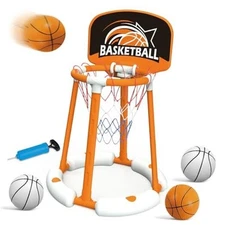 Pool Basketball Hoop with Backboard, Floating Basketball Hoop for Pool with 4 