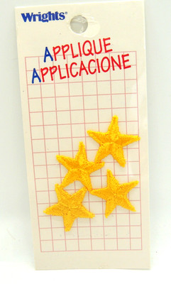 Vintage Wrights Yellow/Gold Star Patches 4 Per Package NEW