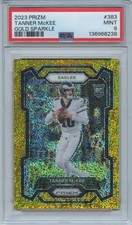 Tanner Mckee 2023 Prizm GOLD Sparkle Prizm Rookie RC Eagles 22/24 PSA 9