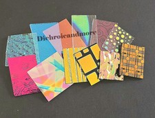 New  Assorted Fusible Dichroic Glass on Black  Clear Backing - COE 90-2 oz.