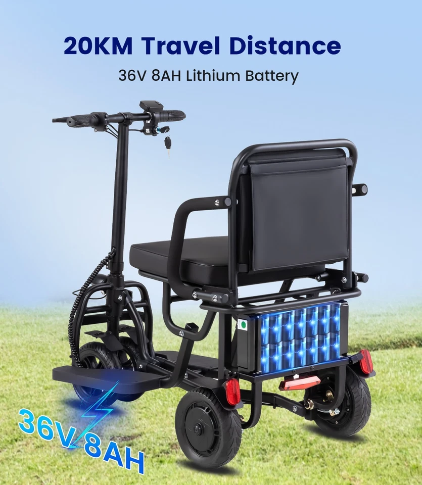 4-Rad Mobilitätsroller für Erwachsene, 3 Sekunden Faltbar, 8AH 300W Motor, 20KM - Bild 4 von 4