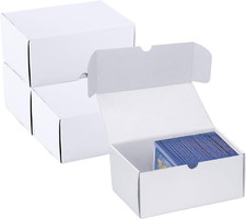Trading Card Storage Box, 4-Pack 600 Count White Corrugated Cardboard Box