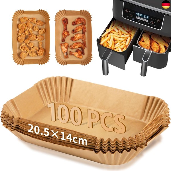 100 StüCk Backpapier FüR HeißLuftfritteuse, Rechteckig Airfryer Backpapier Li-image