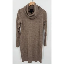 Cynthia Rowley Sweater Dress Small Brown 100% Merino Wool Cowl Neck Cozy
