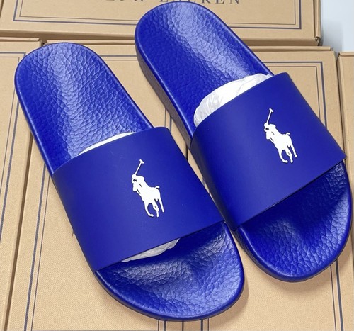 Polo Ralph Lauren Royal Blue White BIG PONY Sandal Slides Sz 11 Brand New NWT - Picture 3 of 8
