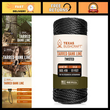 Heavy-Duty Tarred Bank Line Twine 36 - Black Nylon String for Fishing, Camping