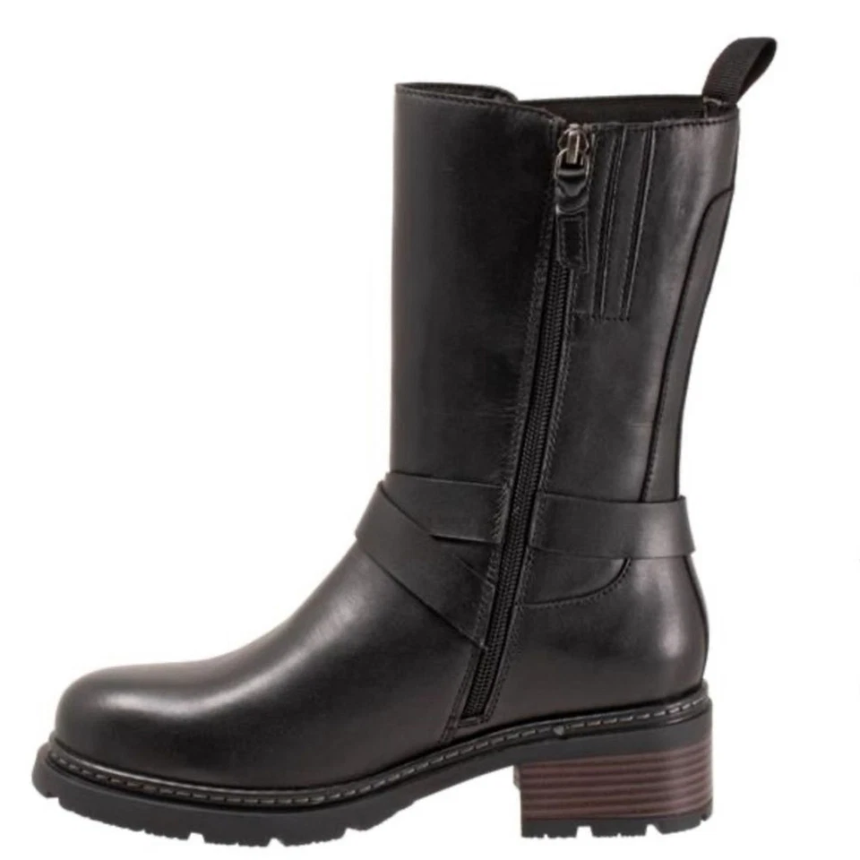 Softwalk Neenah Cuero Negro Cremallera Moto Bota Suela Talla 10N Nuevo sin Etiquetas Foto 3 de 4