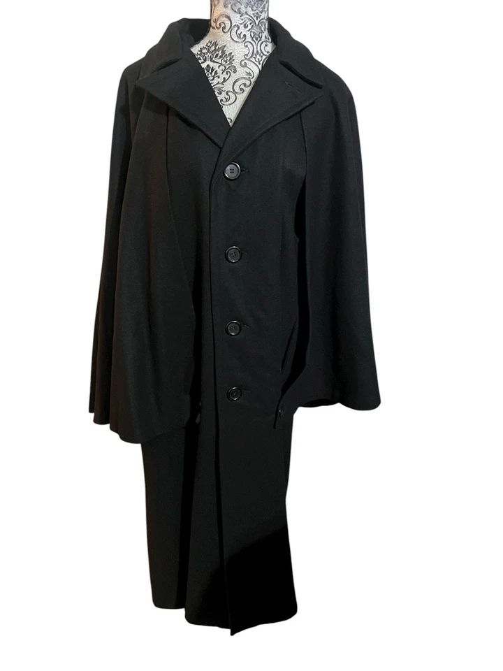Abrigo largo de lana forrado negro de gran tamaño Texas Body Hangings Foto 2 de 4
