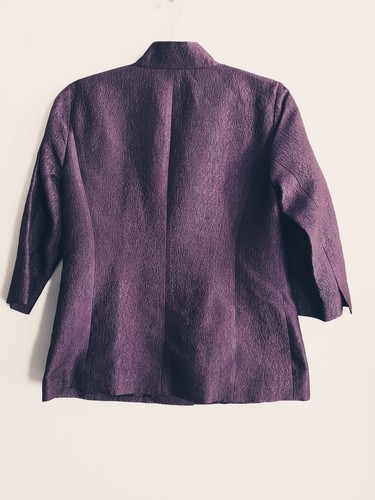 Eileen Fisher Silk Crinkled Mandarin Collar Snap Front Blazer Jacket Size XS - Picture 2 of 12