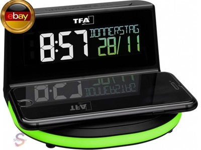 TFA Dostmann Charge-IT Wireless Digitalwecker, 60.2028.01, mit kabelloser