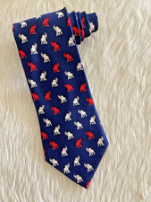 Alynn Red White Blue Elephants Tie Republican Silk Patriotic America Made In USA
