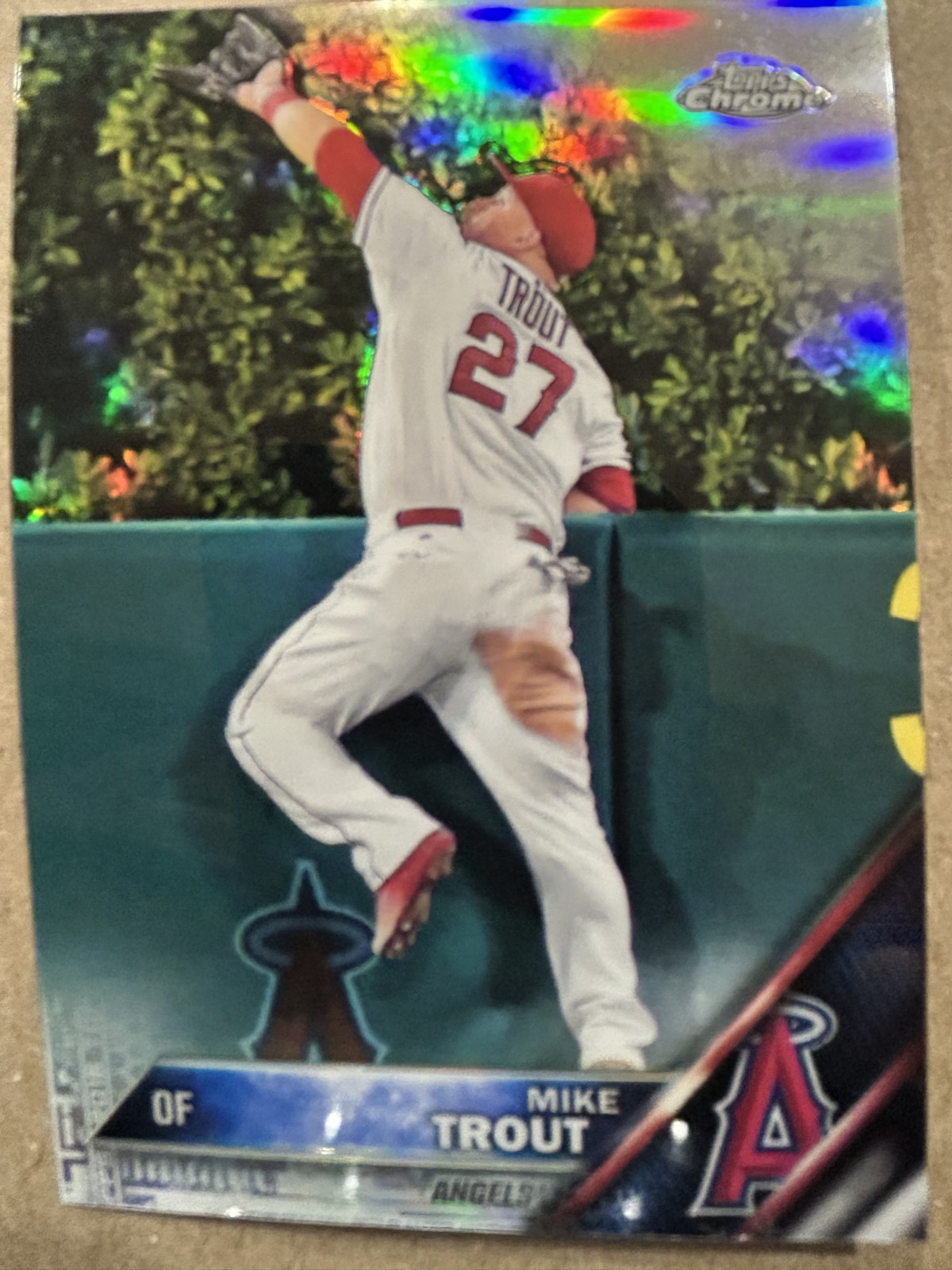 2016 Topps Chrome - Mike Trout #1 Refractor Leaping