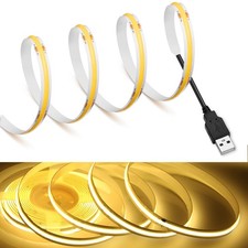   COB LED Strip Lights 3000K Warm White 9.84ft/3m USB Powered 5V Flexible LED ...