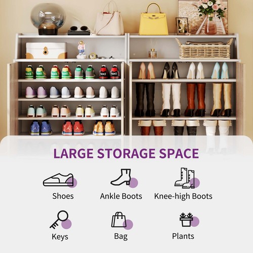 5-Tier Shoe Cabinet Modern Shoe Storage Organizer with Doors for Entryway Closet - Picture 5 of 6
