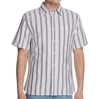 Jachs New York White Black Striped Short Sleeve Button Down Shirt Medium