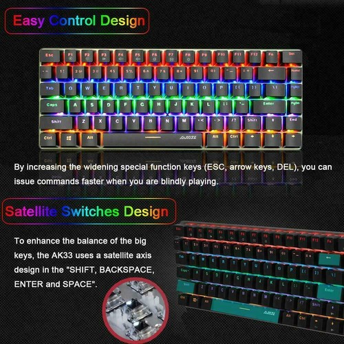 TKL Mechanical Gaming Keyboard 82 For PC/Laptop Gamers and Typists Blue Switch - Picture 8 of 24