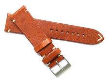 22mm Replacement BROWN Genuine Leather Watch Band Handmade - Citizen Eco-Drive