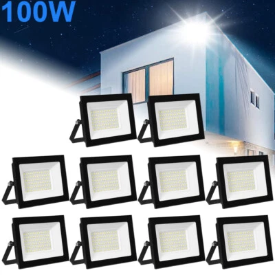 CUTEVER 10X 100W Watt Led Flood Light Outdoor Security Garden Yard Spotlight Lamp 110V