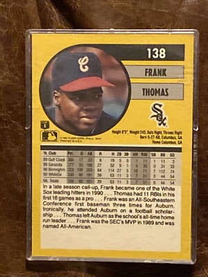 1991年6月 物 1991 Fleer Frank Thomas White Sox #138 Missing “.” Error In