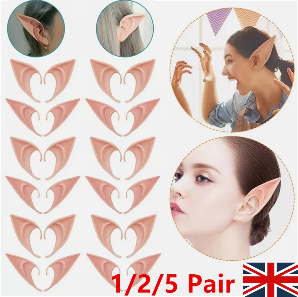 Rubber Elf Ears Fairy Pixie Pointed 1-5 Pairs Halloween Costume Cosplay Props - Image 4 of 4
