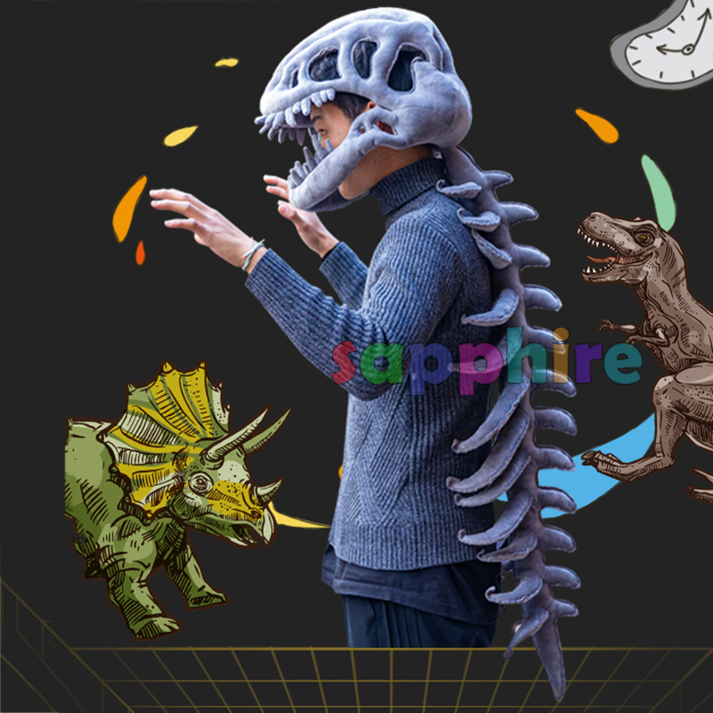 Disfraz De Esqueleto De Dinosaurio De Peluche – Jumpsuit Fósil Realista Para Halloween Y Cosplay