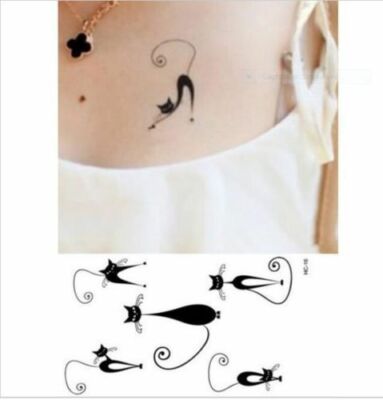 Carte De Tatouage Temporaire Chat Tatouage Ephemere Ebay