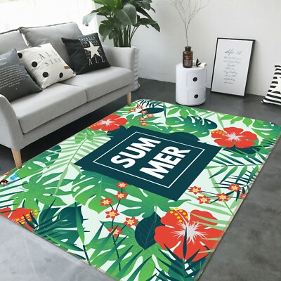 3D Summer Green Leaves NAO2335 Game Rug Mat Elegant Photo Carpet Mat Fay