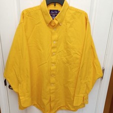 MEN'S HUNT CLUB TWILL COTTON YELLOW LONG-SLEEVE BUTTON DOWN SHIRT 17 1/2, 34/35