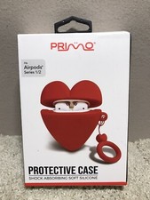 Primo Protective Case for Apple Airpods Series 1  2 - Red Heart-Shaped -SeePics